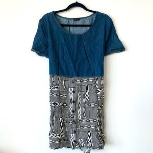 River Island patterned denim dress with tie back